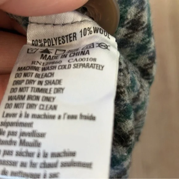 Rhythm womens Plaid Check Overshirt Evergreen wool blend Shacket size Small - Picture 9 of 11